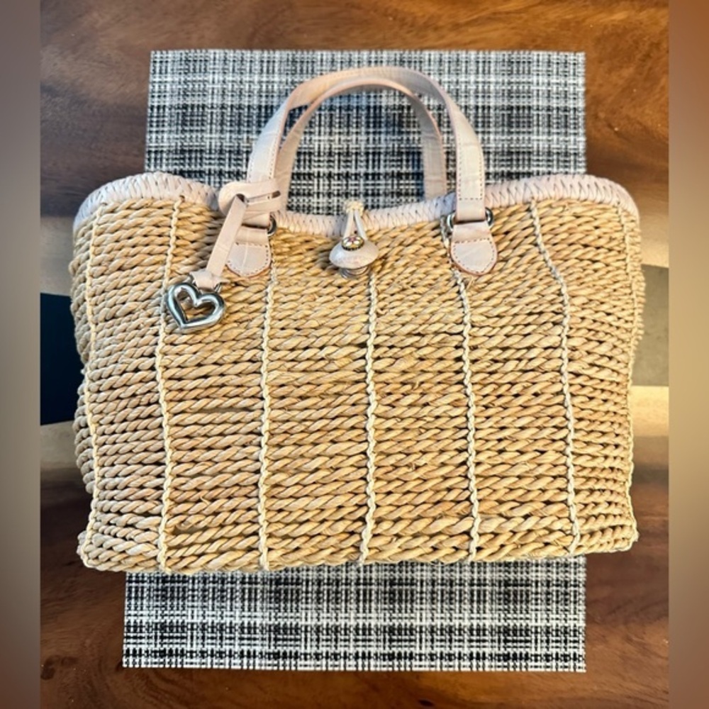 Brighton Tan and Cream Woven Tote Bag